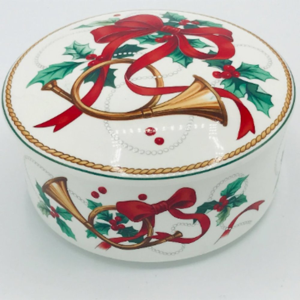 Vintage Mikasa Christmas Trinket Box Jubilation Candy Dish